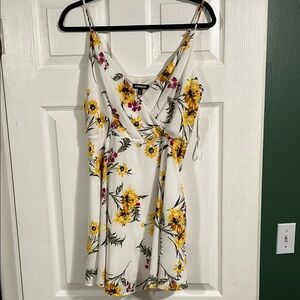Express Lush White Floral Wrap Dress